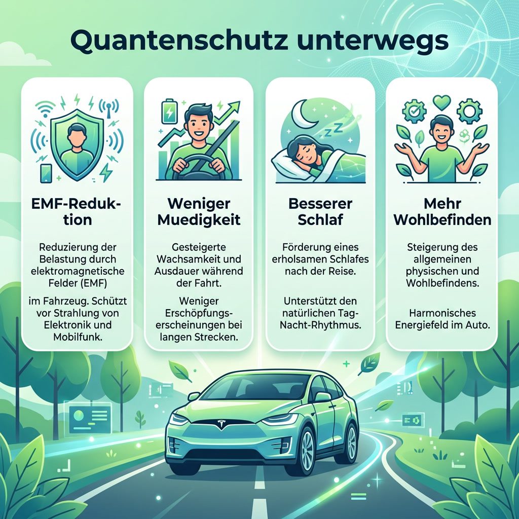 Quantenfeld-Schutz unterwegs: Was der Car Bloc im Alltag leistet 2 Infografik: 4 Vorteile von Quantenfeld-Schutz bei Autofahrten
